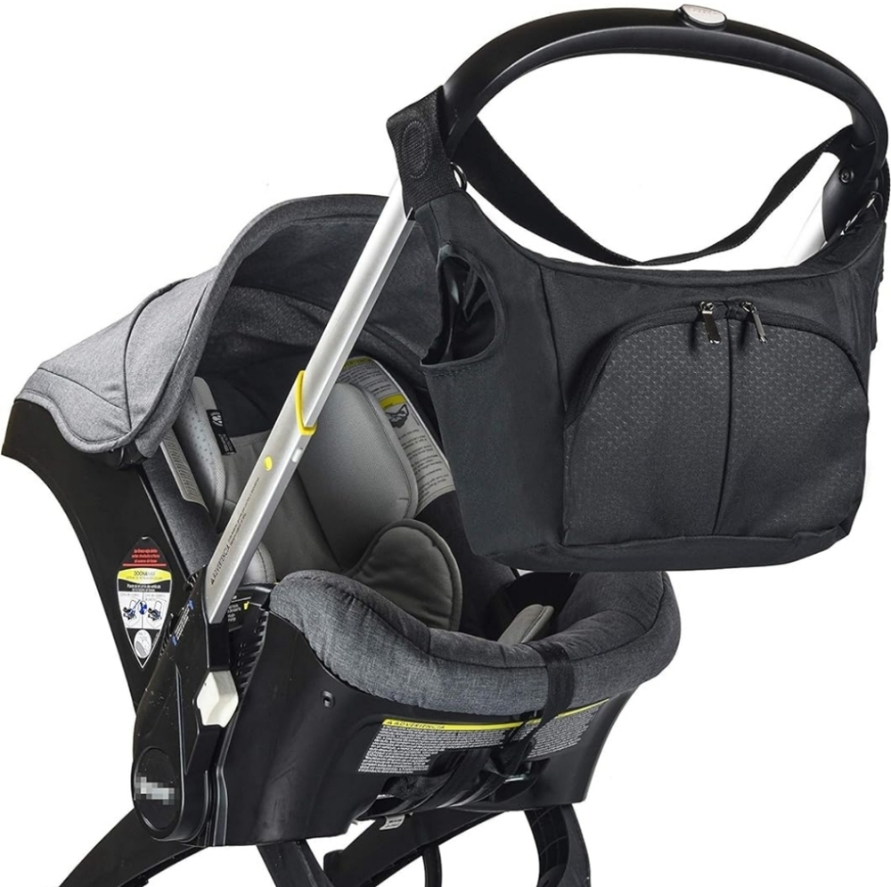 Black Diaper Bag Compatible With Doona